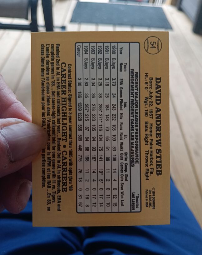 1988 Donruss #775 David Stieb — front