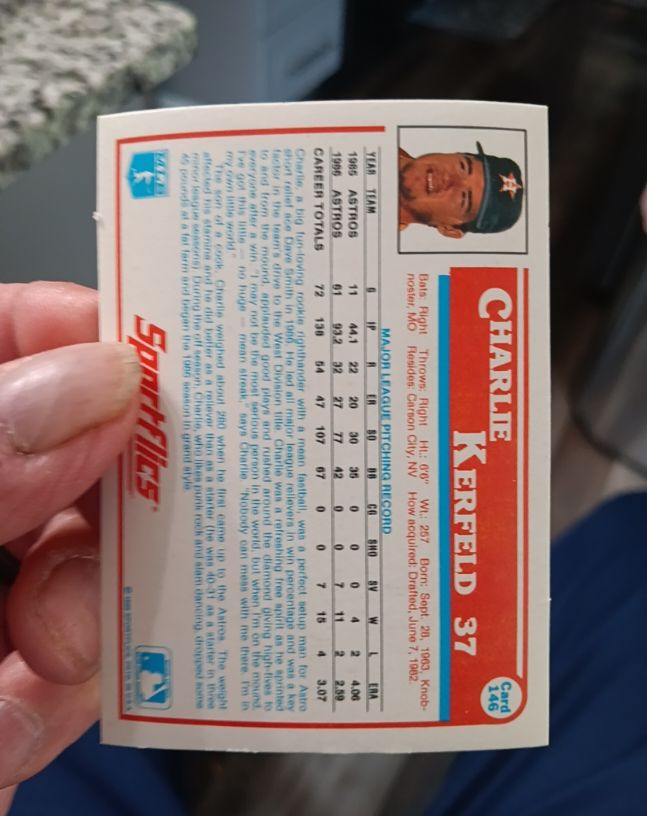 1986 Fleer #303 Charlie Kerfeld — front
