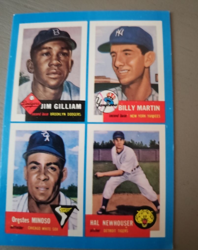 1992 Topps Bazooka Archives Quadracards #8 Jim Gilliam, Billy Martin, Orestes Minoso, Hal Newhouser — front