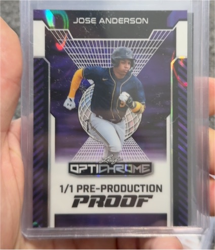 2025 Leaf Optichrome #BA-JA1 Jose Anderson 1/1 Pre-Production Proof — front