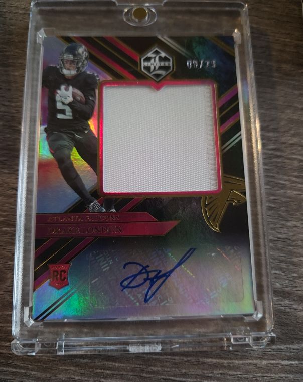 2022 Panini Limited #153 Drake London Rookie Patch Autograph — front