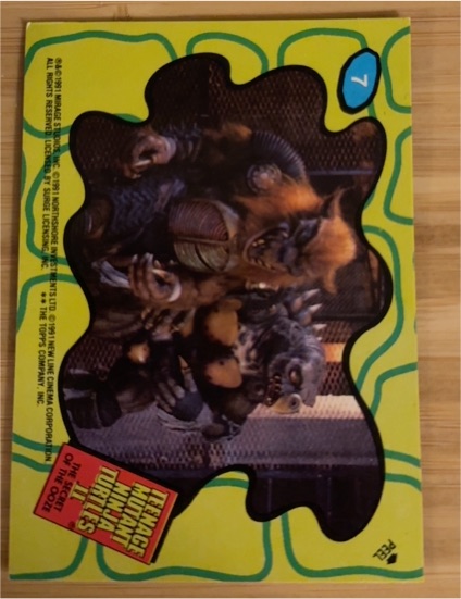 1991 Topps Teenage Mutant Ninja Turtles II Secret of the Ooze Sticker #7 Rahzar & Tokka — front