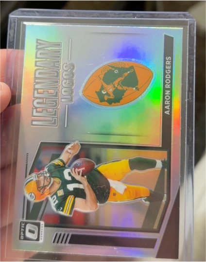 2021 Donruss Optic #LL-8 Aaron Rodgers Legendary Logos Silver Prizm — front