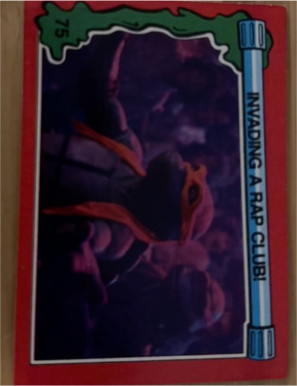 1991 Topps Teenage Mutant Ninja Turtles II #75 Invading a Rap Club — front