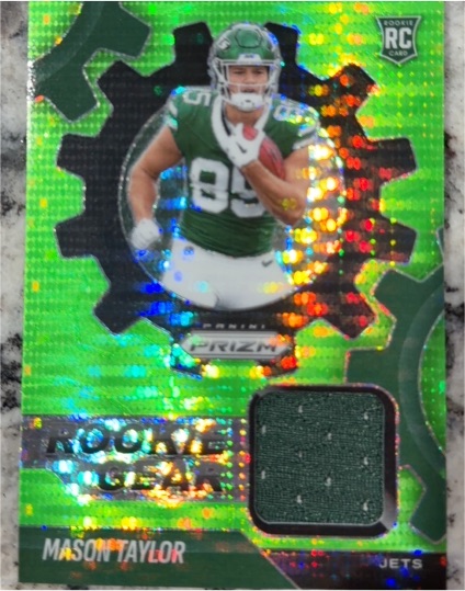 2025 Panini Prizm #RGR-MTR Mason Taylor Rookie Gear Neon Green Pulsar — front