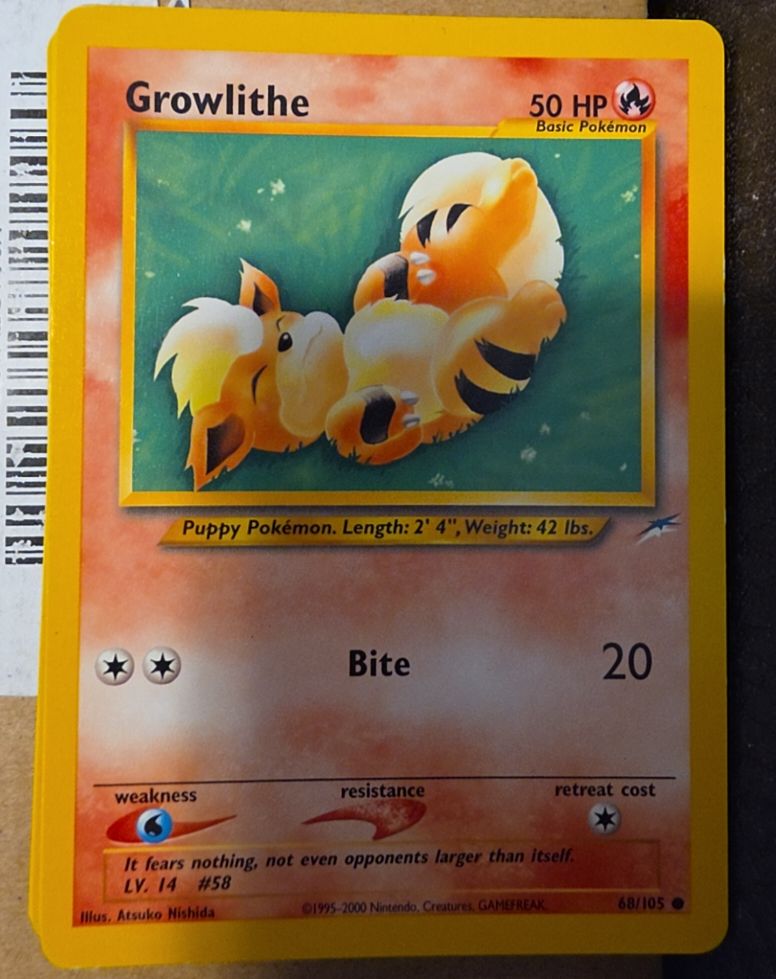 2000 Neo Destiny #68 Growlithe — front