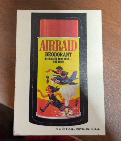 1974 Topps Wacky Packages #124 Airraid Deodorant — front