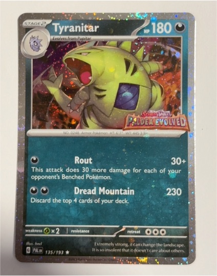 2023 Pokemon Scarlet & Violet Paldea Evolved #135 Tyranitar — front