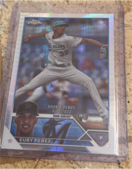 2023 Topps Chrome Update #USC175 Eury Perez Rookie Debut Miami Marlins — front