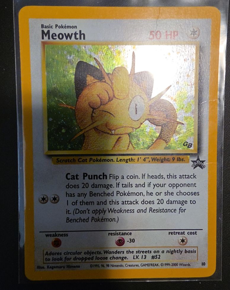 2000 Wizards of the Coast Meowth #10 Black Star Promo — front