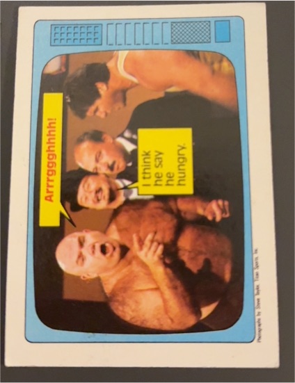 1985 Topps WWF #65 George The Animal Steele & Gene Okerlund — front