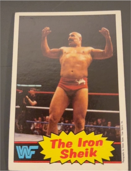 1985 Topps WWF #2 The Iron Sheik — front