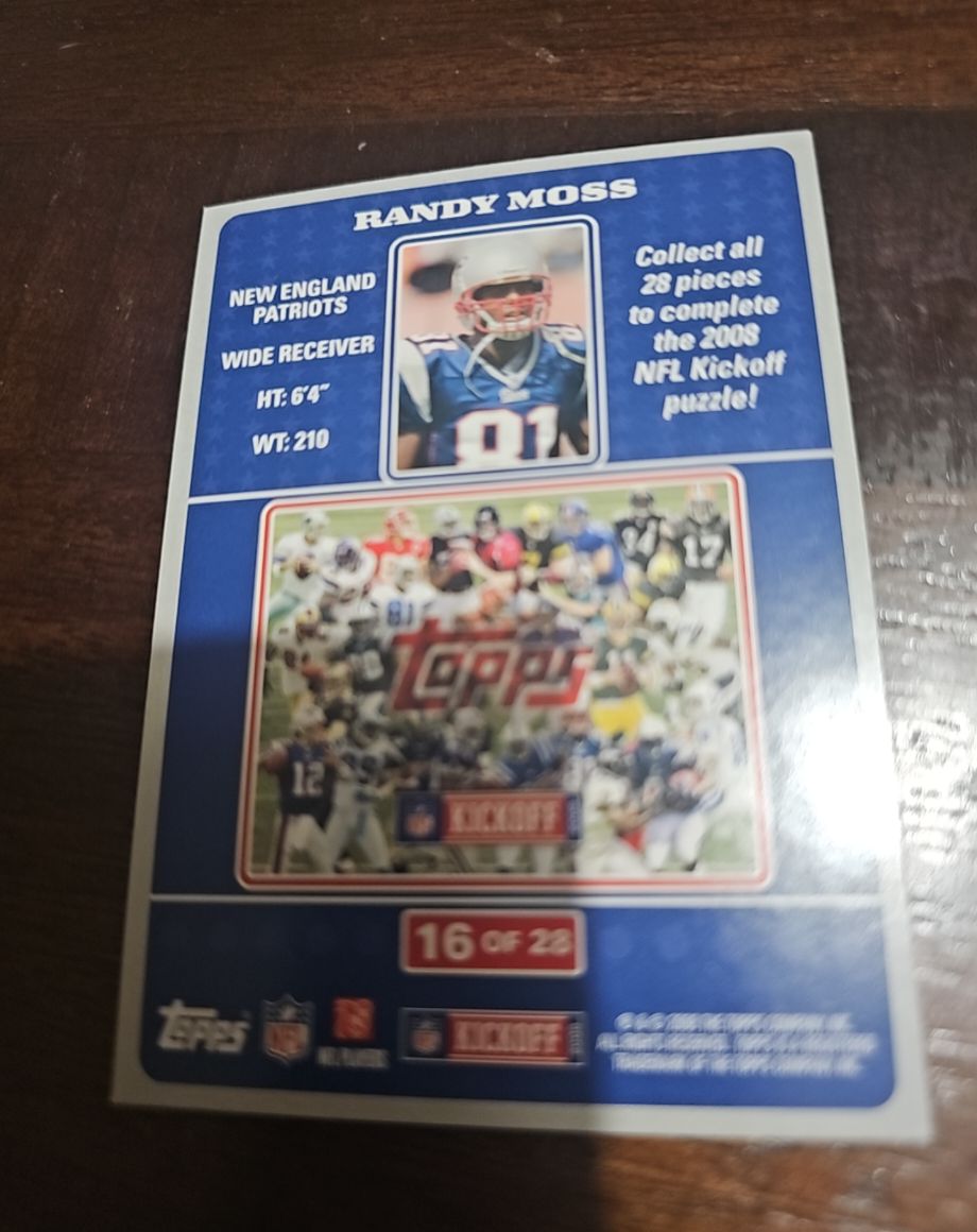 2008 Topps Kickoff Puzzle #16 Randy Moss — front