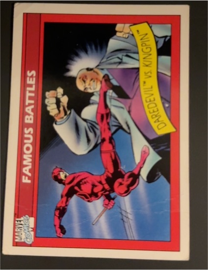 1990 Impel Marvel Universe #95 Daredevil vs Kingpin — front
