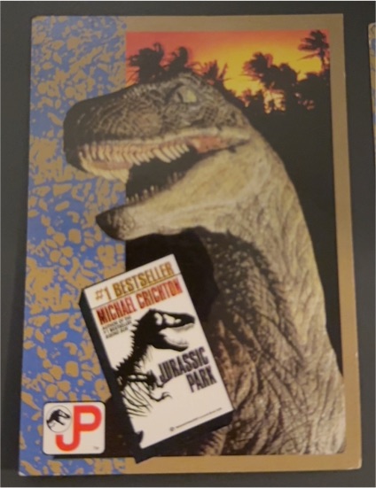 1993 Topps Jurassic Park #71 The Novel by Michael Crichton — front