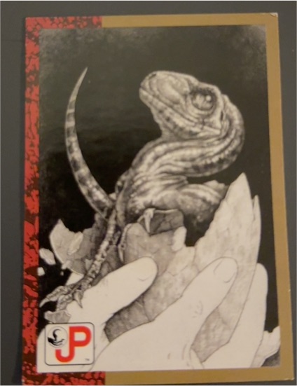 1993 Topps Jurassic Park #85 Raptor Hatchling — front
