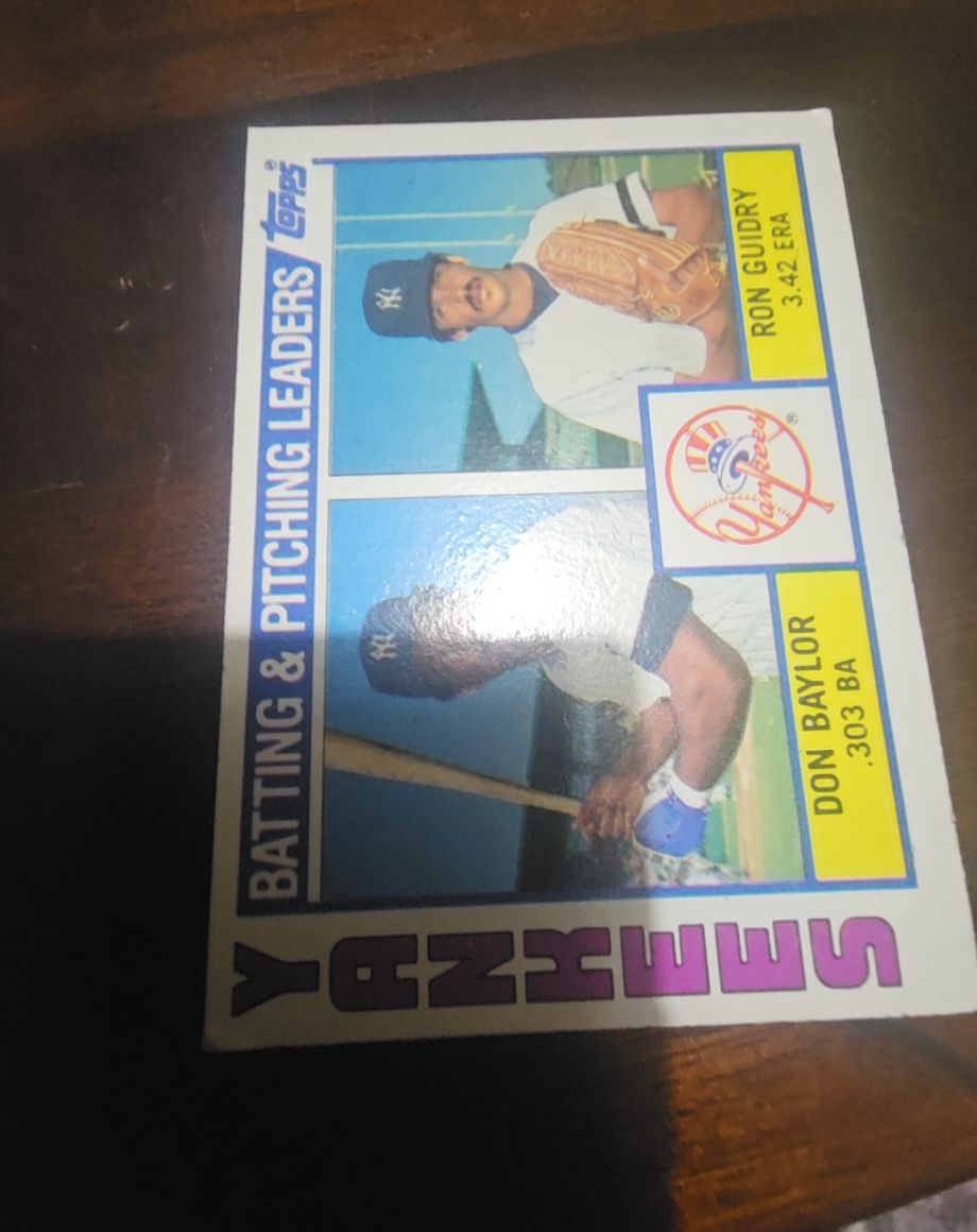 1984 Topps #486 Yankees Batting & Pitching Leaders Don Baylor & Ron Guidry — front