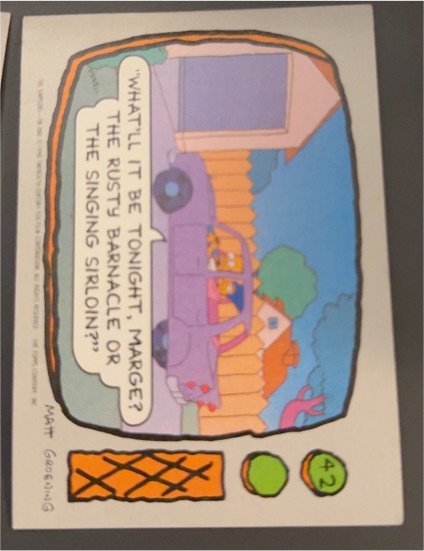 1990 Topps The Simpsons #42 What'll It Be Tonight, Marge? — front