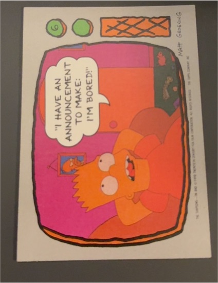1990 Topps The Simpsons #6 Bart Simpson — front