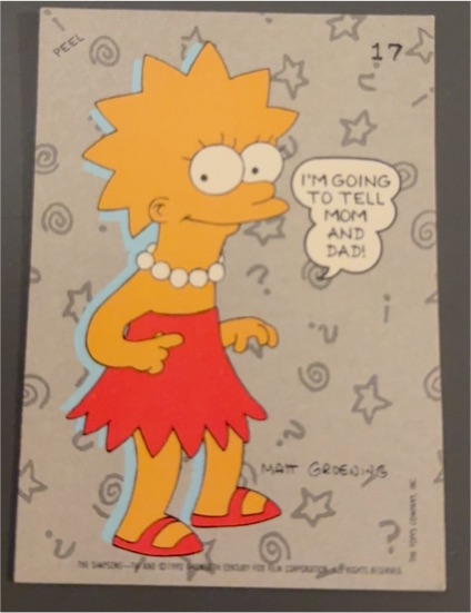 1990 Topps Simpsons Sticker #17 Lisa Simpson — front