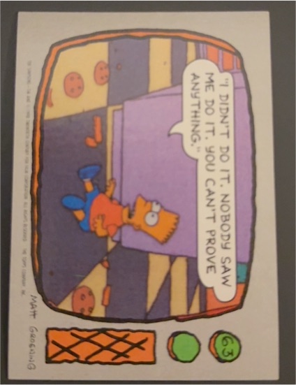 1990 Topps The Simpsons #63 Bart Simpson — front