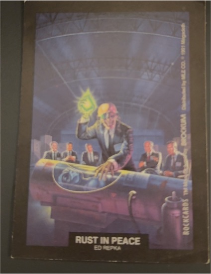 1991 Brockum Rock Cards #11 Rust in Peace Ed Repka — front