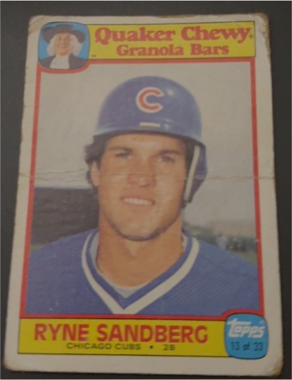 1986 Topps Quaker Chewy Granola Bars #13 Ryne Sandberg — front