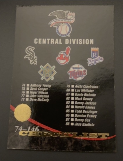 1994 Leaf #150 Checklist: 74-146 Central Division — front