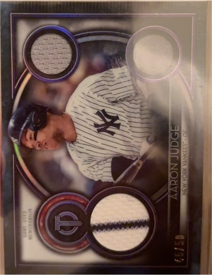 2025 Topps Tribute Triple Relics #TTR-AJ Aaron Judge — front