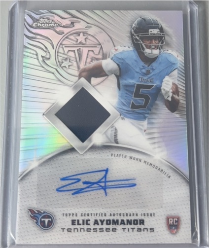 2025 Topps Chrome #RPA-EA Elic Ayomanor Rookie Patch Auto — front