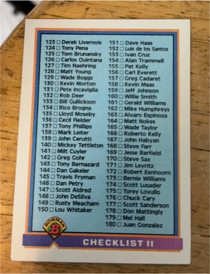 1991 Bowman Baseball #700 Checklist II — front