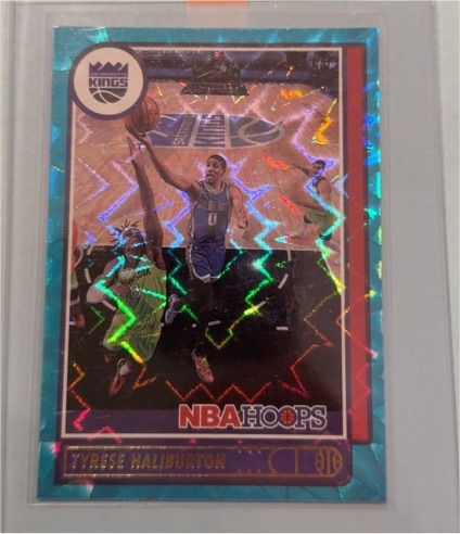 2021-22 Panini NBA Hoops #108 Tyrese Haliburton Teal Explosion — front