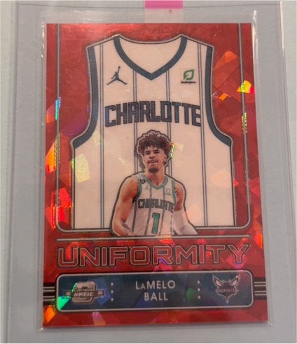 2021 Panini Contenders Optic Uniformity Red Cracked Ice LaMelo Ball — front