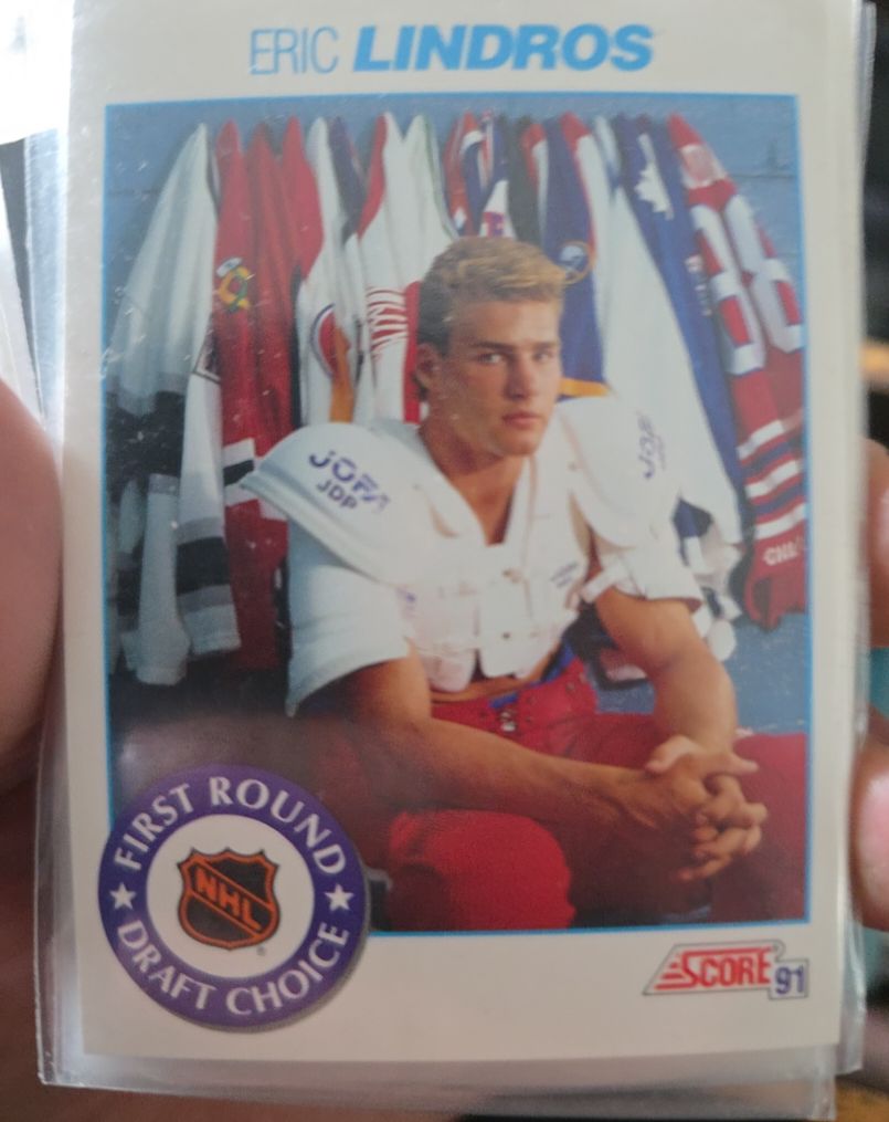 1991 Score #329 Eric Lindros First Round Draft Choice Rookie Card — front
