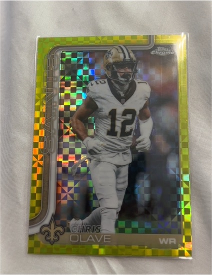 2025 Topps Chrome #216 Chris Olave Lime Green X-Fractor — front