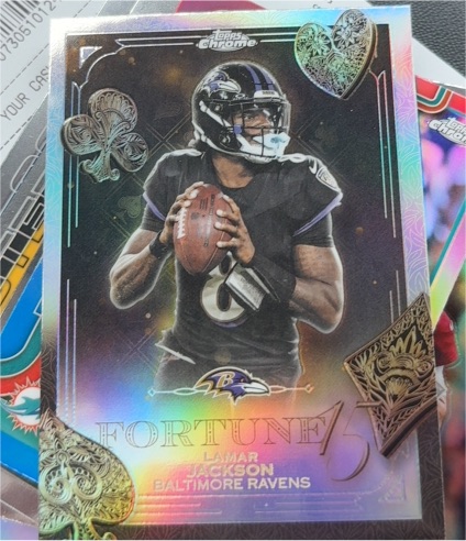2025 Topps Chrome #F15-1 Lamar Jackson Fortune 15 Refractor Baltimore Ravens — front