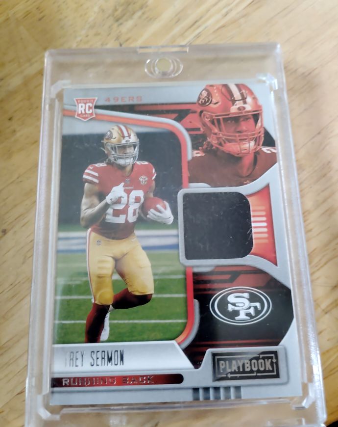 2021 Panini Playbook Rookie Materials #RMA-TSE Trey Sermon — front