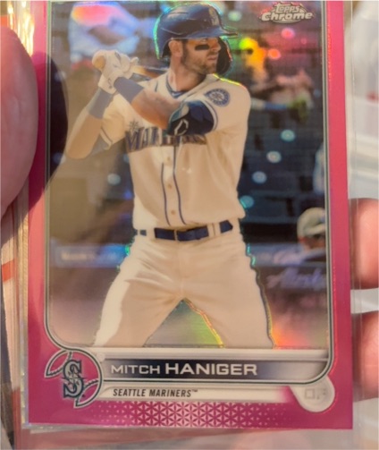 2022 Topps Chrome #92 Mitch Haniger Pink Refractor Seattle Mariners — front