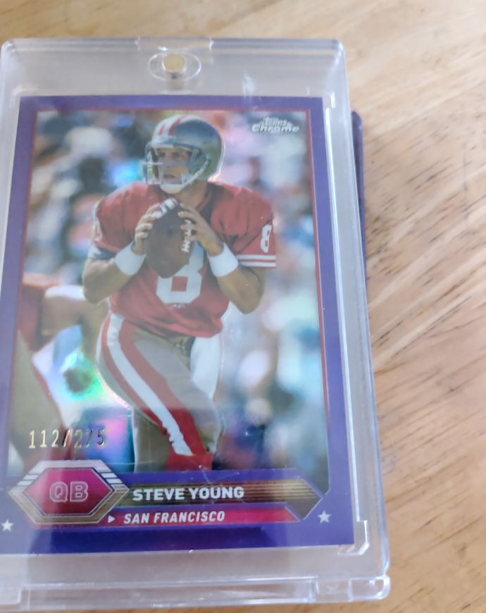 2023 Topps Composite #49 Steve Young Topps Chrome Purple Refractor #/275 — front