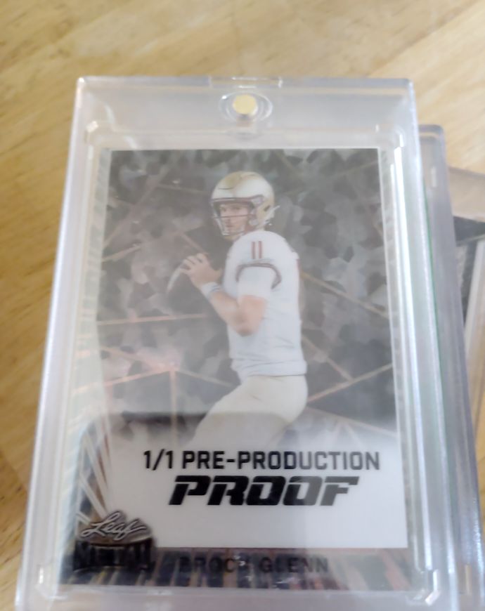 2025 Leaf Metal Football Prospect RC 1/1 Pre-Production Proof Brock Glenn — front