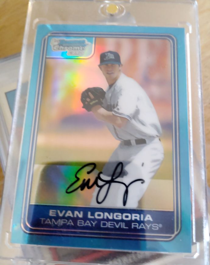 2013 Bowman Chrome #DP66 Evan Longoria Blue Sapphire Refractor Rookie Reprint — front