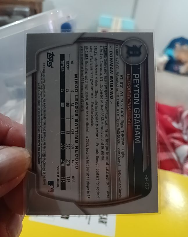 2023 Bowman Chrome Prospects #BCP-57 Peyton Graham — front