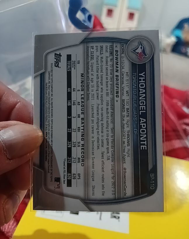 2023 Bowman #BP-110 Yhoangel Aponte — front