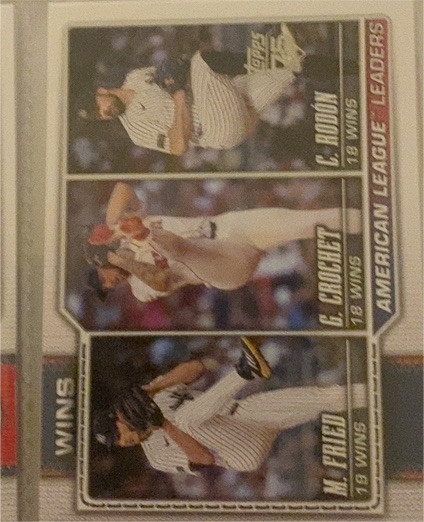 2026 Topps Series 1 #130 American League Leaders Wins Max Fried Crochet Rodon — front