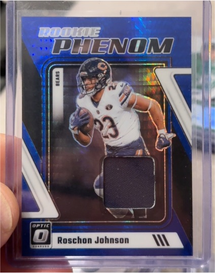 2023 Donruss Optic #RP-RJ Roschon Johnson Rookie Phenom Blue Hyper Patch — front