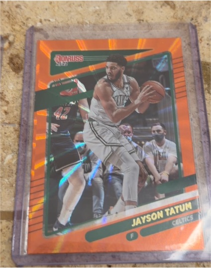 2021-22 Panini Donruss #60 Jayson Tatum Orange Laser Parallel — front
