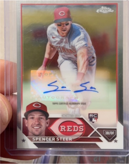 2023 Topps Chrome Update #AC-SS Spencer Steer Rookie Autograph Cincinnati Reds — front