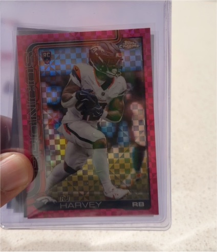 2025 Topps Chrome #330 R.J. Harvey Hot Pink X-Fractor Rookie — front
