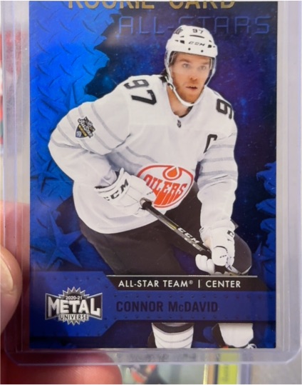 2020-21 Skybox Metal Universe #192 Connor McDavid All-Stars Blue Spectrum — front