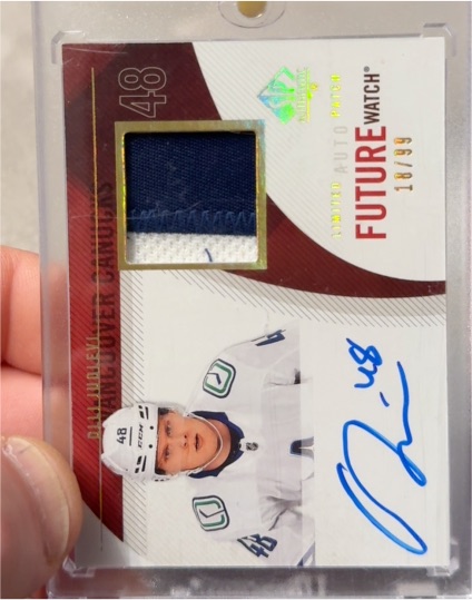 2020-21 SP Authentic Future Watch Auto Patch #RFWA-OJ Olli Juolevi — front